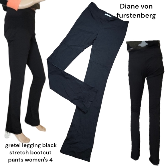 Diane von furstenberg gretel legging black stretch bootcut pants women's 4 - Picture 1 of 16